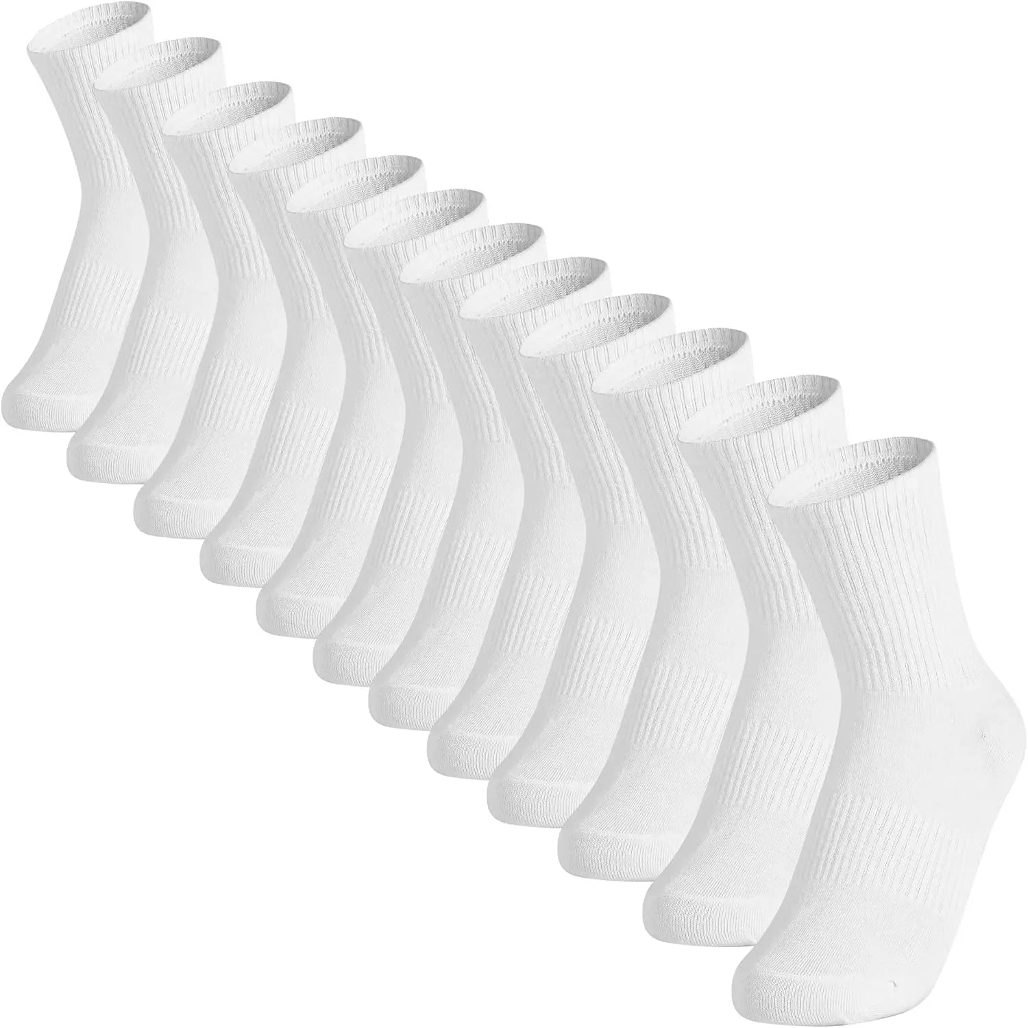 12 Packs Crew Socks for Women and Men – Cushioned Long Cotton Athletic Socks for Hiking, Running (6 Pairs)