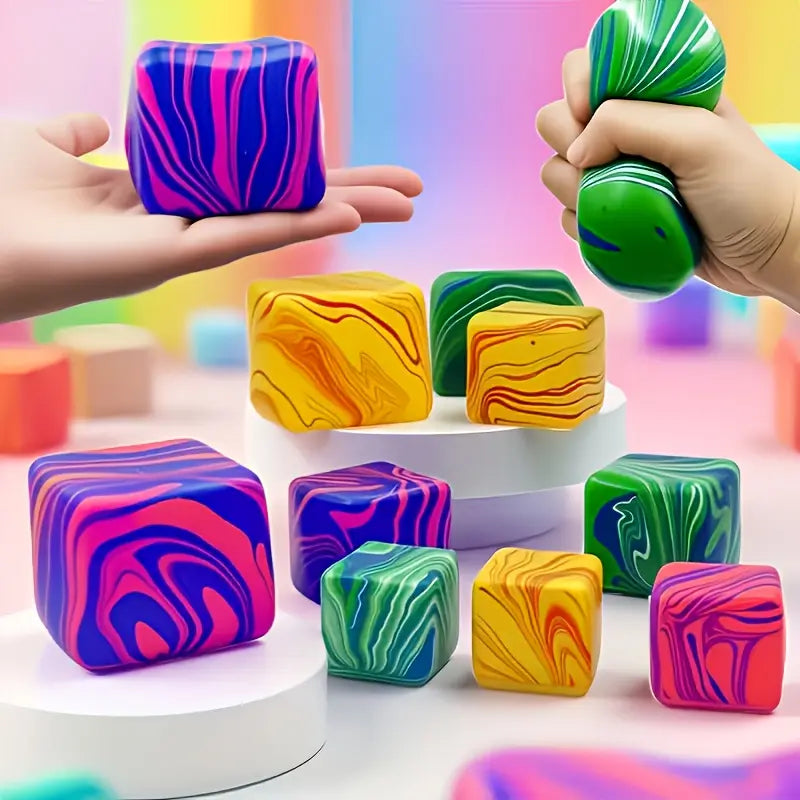 1.38In or 2.17In Rough-Textured Cube Squeezing Toy, Sensory Toy, Rotating Squeeze Blocks for Kids,Durable Material, Soothing Finger Gyroscope, Soft Texture, Swinging Design - Party Gift