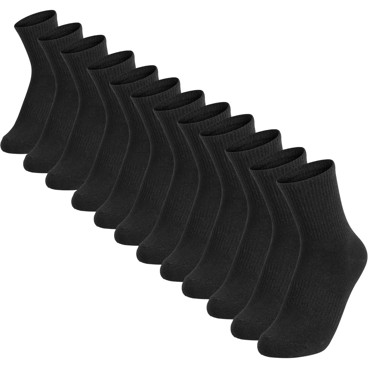 12 Packs Crew Socks for Women and Men – Cushioned Long Cotton Athletic Socks for Hiking, Running (6 Pairs)