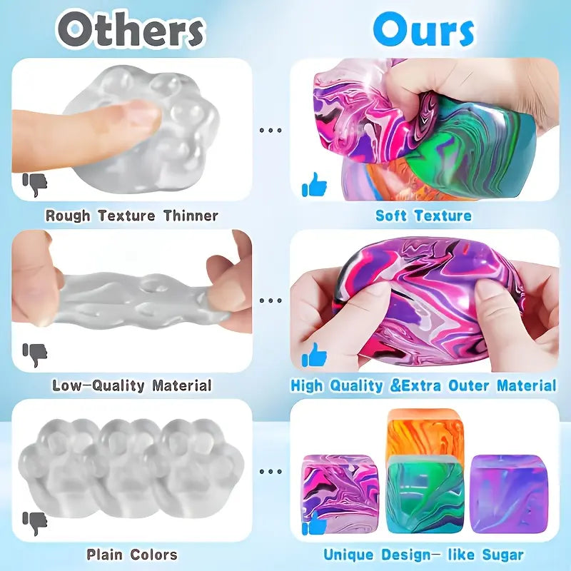 1.38In or 2.17In Rough-Textured Cube Squeezing Toy, Sensory Toy, Rotating Squeeze Blocks for Kids,Durable Material, Soothing Finger Gyroscope, Soft Texture, Swinging Design - Party Gift