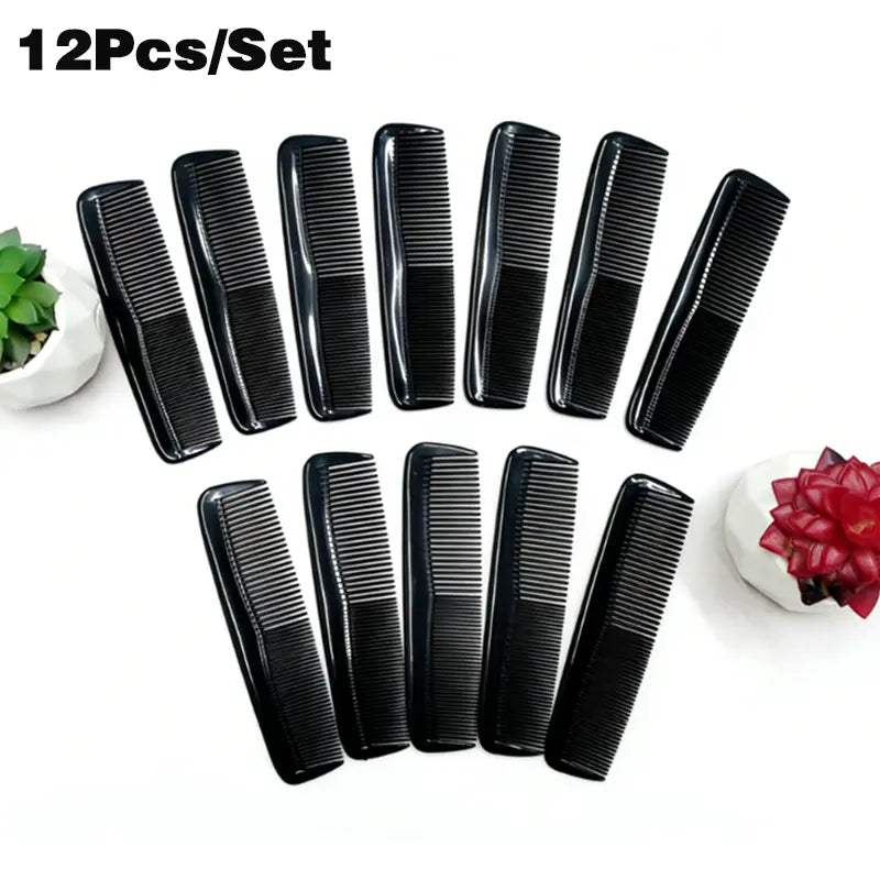 12 Pcs/Set Mini Black Hair Comb,Comb Set, Portable Plastic Comb,Detangling Comb,Teasing and Styling,Fine Tooth Comb,Durable,Flexible,Anti-Static,Salon/Hotel/Pocket Use,Travelcomb,Saloncomb,Pocket Size Comb,Bulk Combs,Tiktokmademebuyit